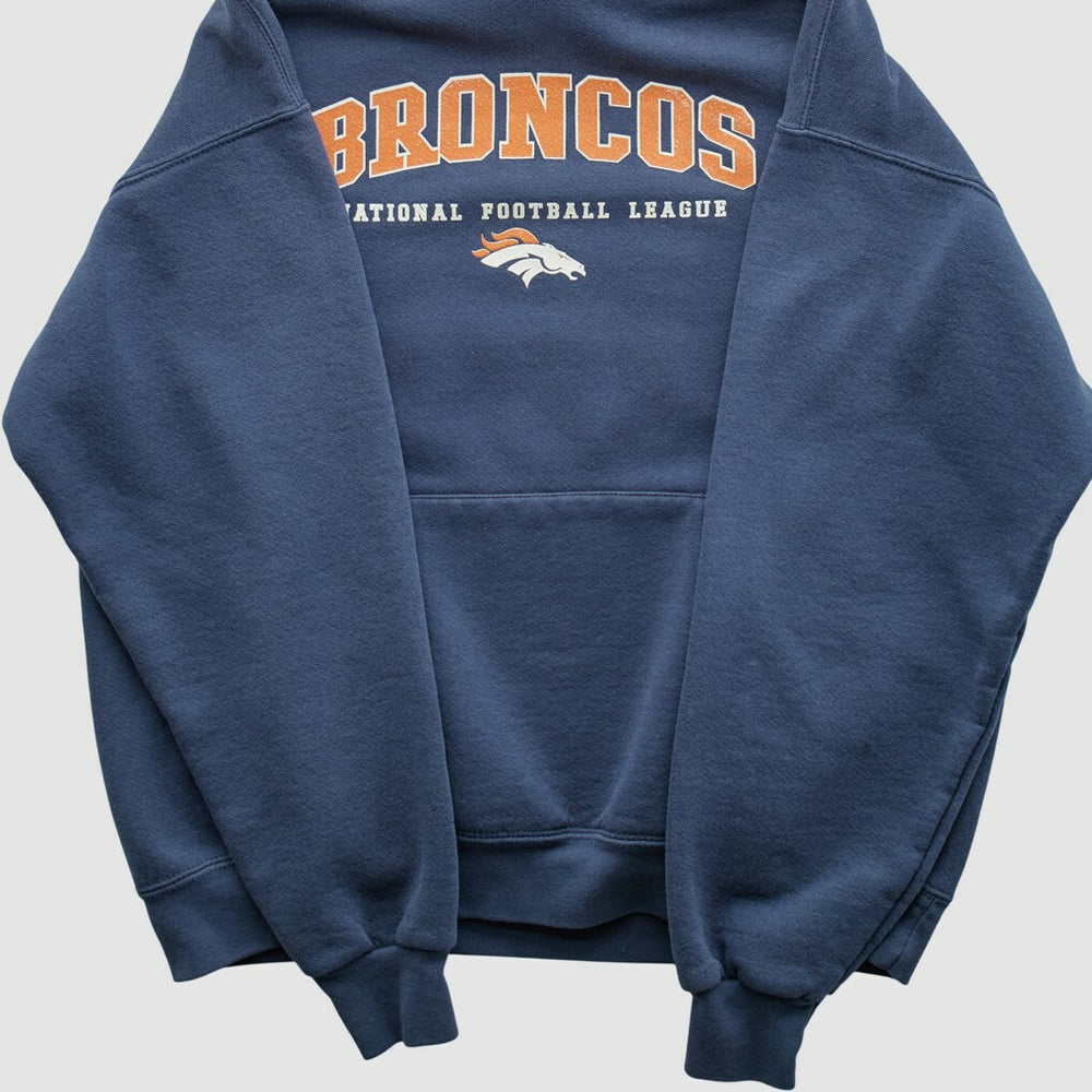 Fanatics Denver Broncos 2000s Hooded Pullover Sweatshirt Navy Vintage