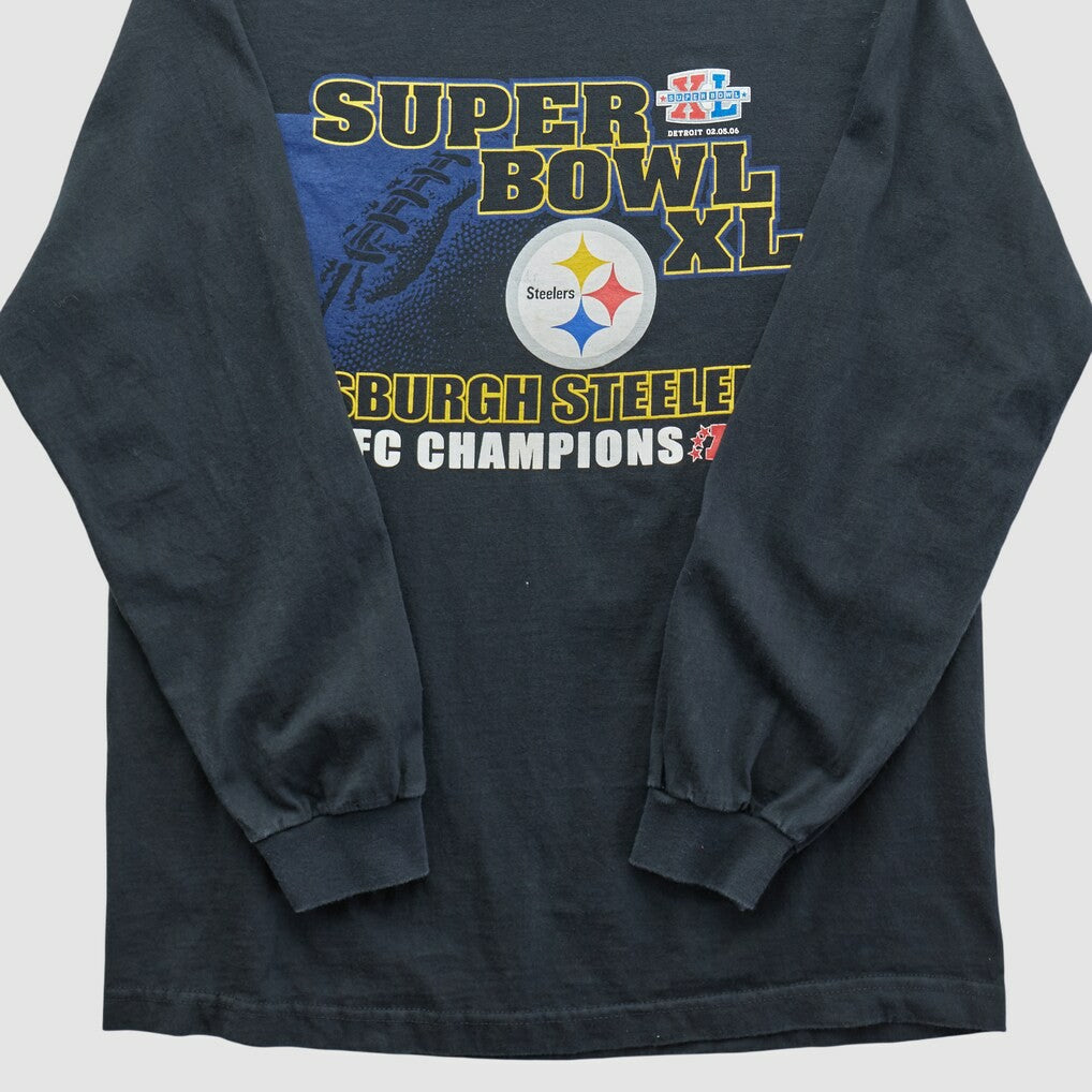 Fanatics Super Bowl XL Alstyle 2006 Long Sleeve T-shirt Black Vintage
