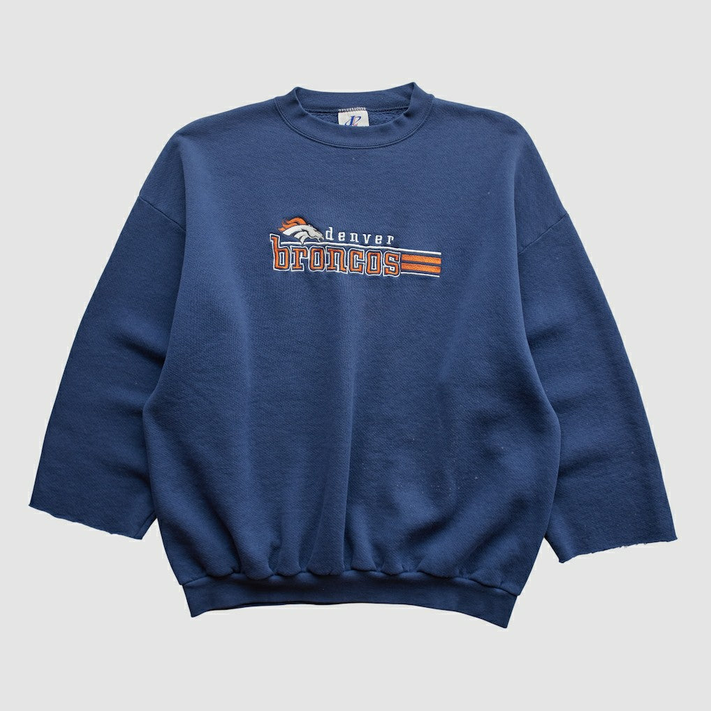 Fanatics Denver Broncos Logo Athletic 90s Pullover Sweatshirt Navy Vintage