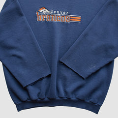 Fanatics Denver Broncos Logo Athletic 90s Pullover Sweatshirt Navy Vintage