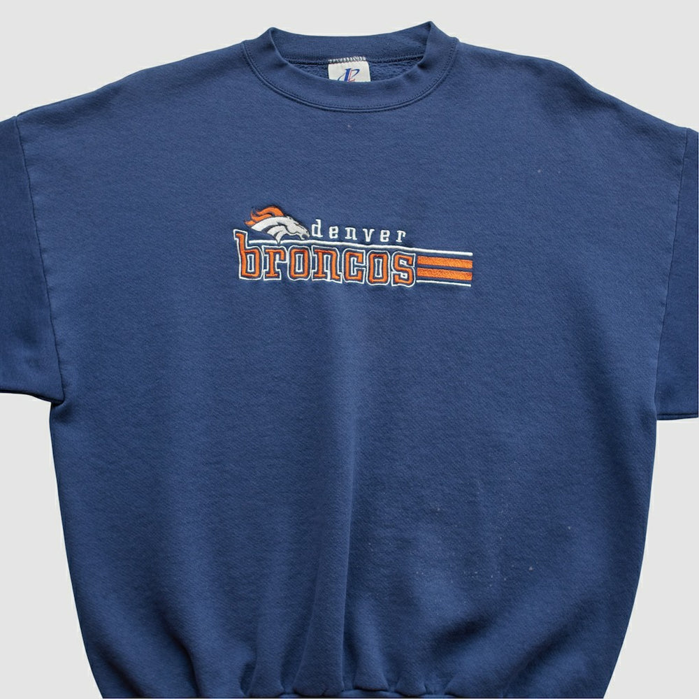 Fanatics Denver Broncos Logo Athletic 90s Pullover Sweatshirt Navy Vintage