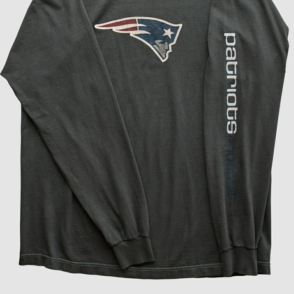 Fanatics New England Patriots Reebok 2000s Long Sleeve T-shirt Charcoal Vintage