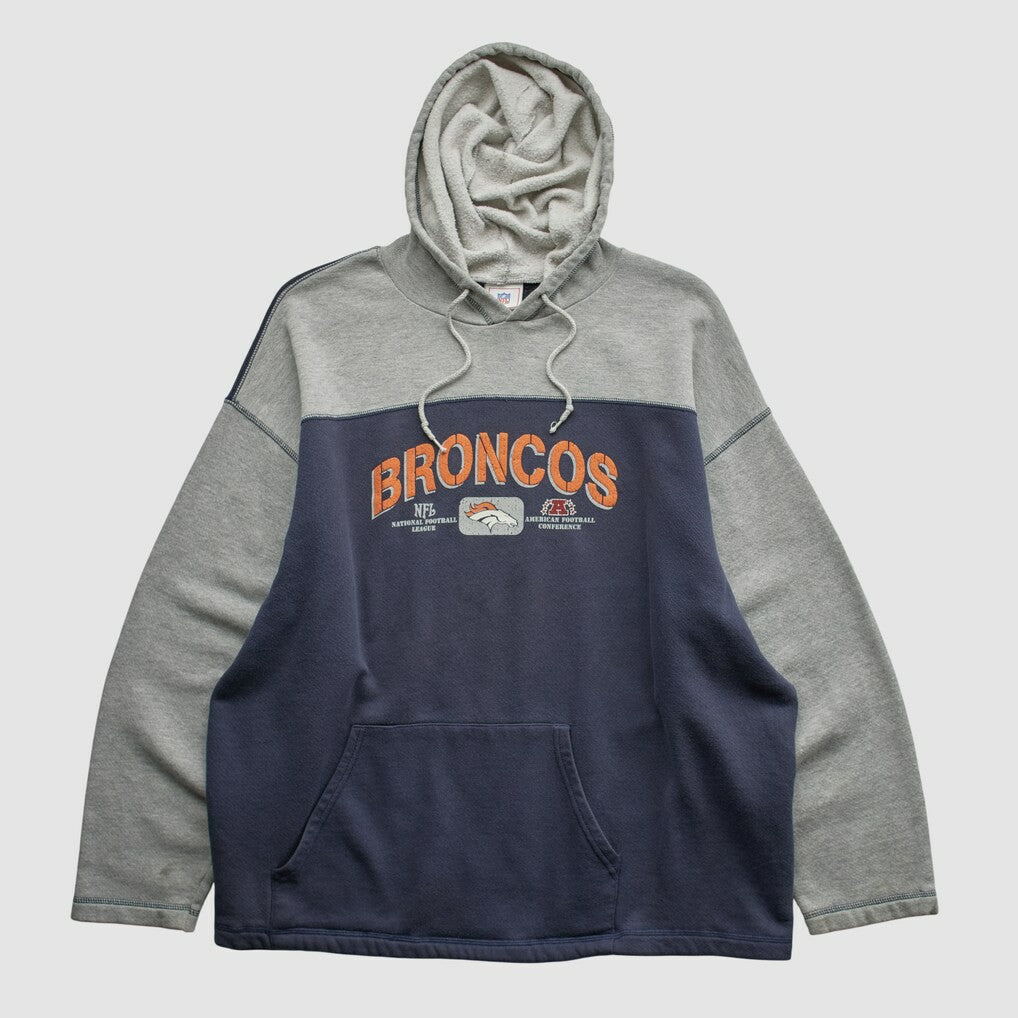 Fanatics Denver Broncos NFL 2000s Hooded Pullover Sweatshirt Heather Gray Vintage