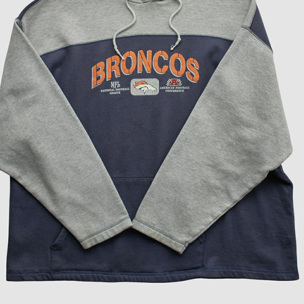 Fanatics Denver Broncos NFL 2000s Hooded Pullover Sweatshirt Heather Gray Vintage