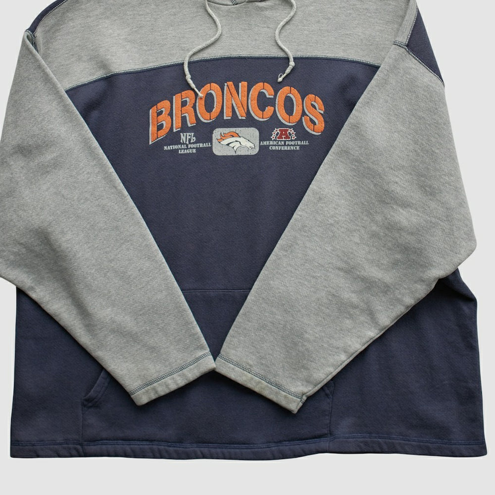 Fanatics Denver Broncos NFL 2000s Hooded Pullover Sweatshirt Heather Gray Vintage