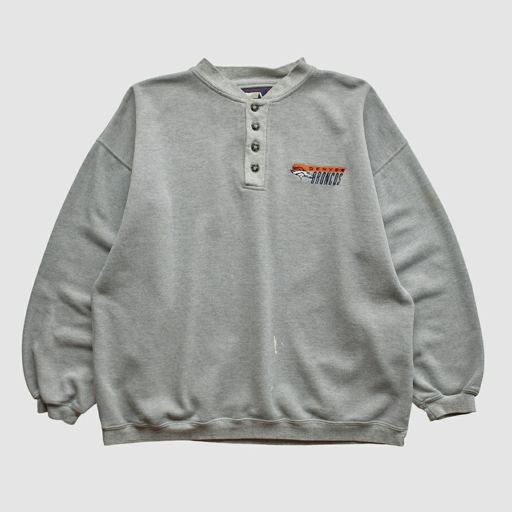 Fanatics Denver Broncos Starter 90s Pullover Sweatshirt Heather Gray Vintage