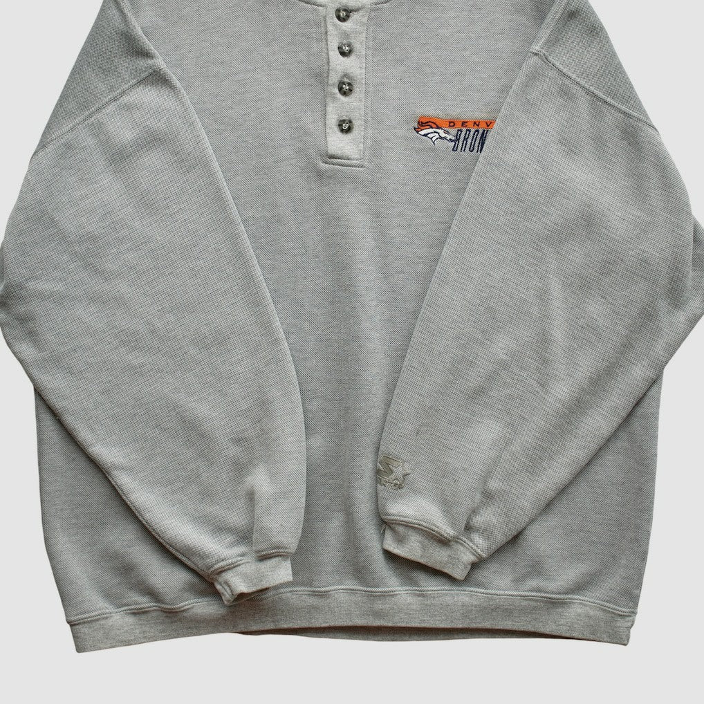 Fanatics Denver Broncos Starter 90s Pullover Sweatshirt Heather Gray Vintage