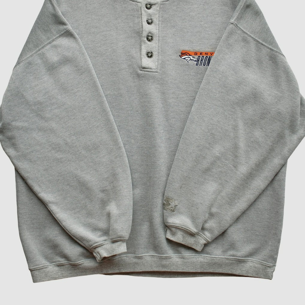 Fanatics Denver Broncos Starter 90s Pullover Sweatshirt Heather Gray Vintage