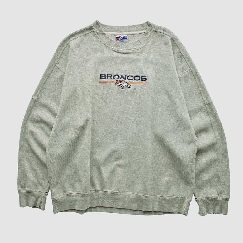 Fanatics Denver Broncos Majestic 2000s Pullover Sweatshirt Heather Gray Vintage