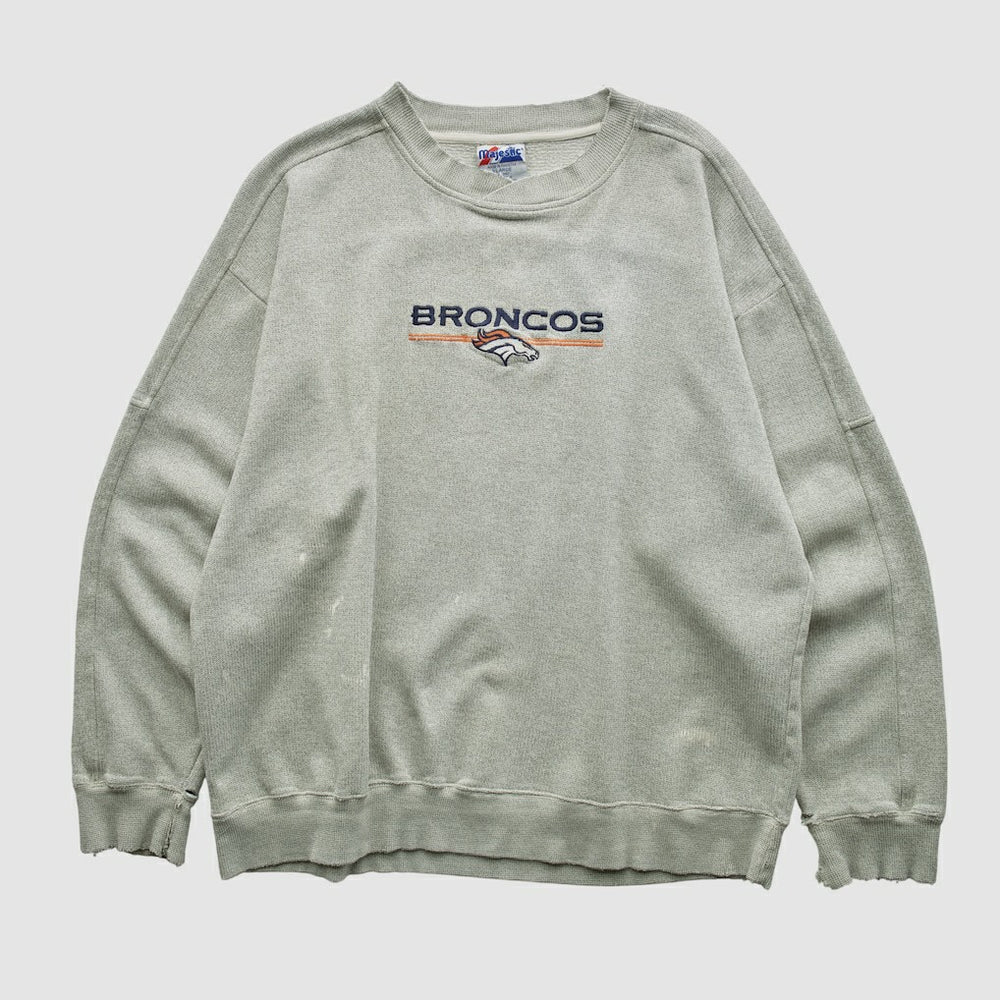 Fanatics Denver Broncos Majestic 2000s Pullover Sweatshirt Heather Gray Vintage