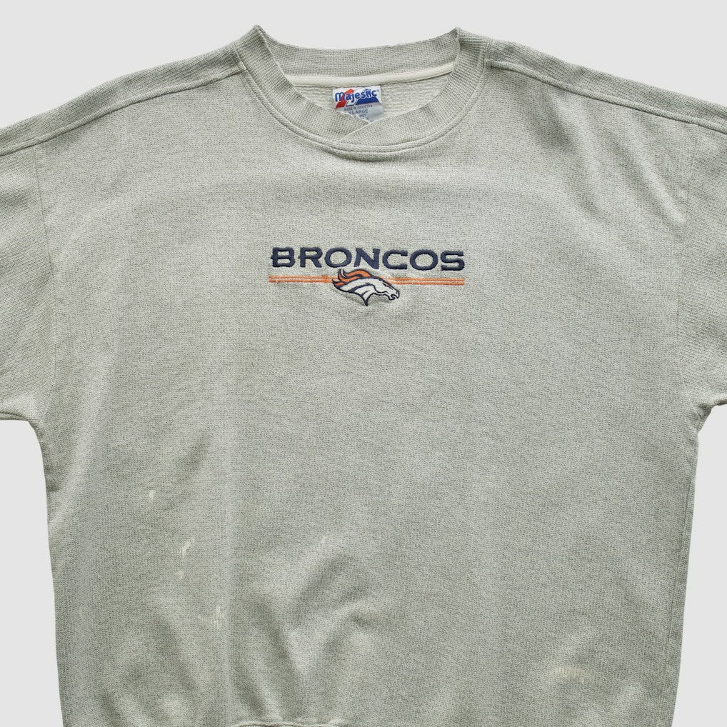 Fanatics Denver Broncos Majestic 2000s Pullover Sweatshirt Heather Gray Vintage