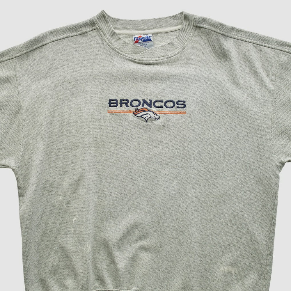 Fanatics Denver Broncos Majestic 2000s Pullover Sweatshirt Heather Gray Vintage
