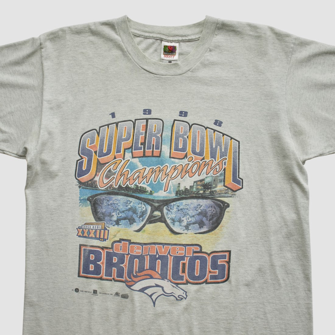 Fanatics Super Bowl XXXIII Fruit of The Loom 1998 T-shirt Heather Gray Vintage