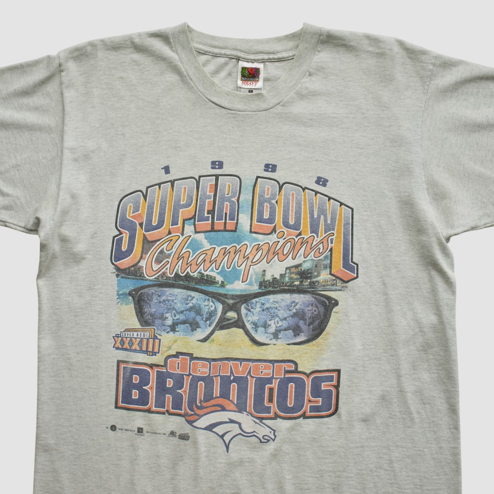 Fanatics Super Bowl XXXIII Fruit of The Loom 1998 T-shirt Heather Gray Vintage