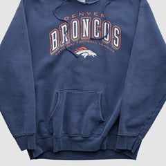 Fanatics Denver Broncos Pro Player 90s Hooded Pullover Sweatshirt Navy Vintage