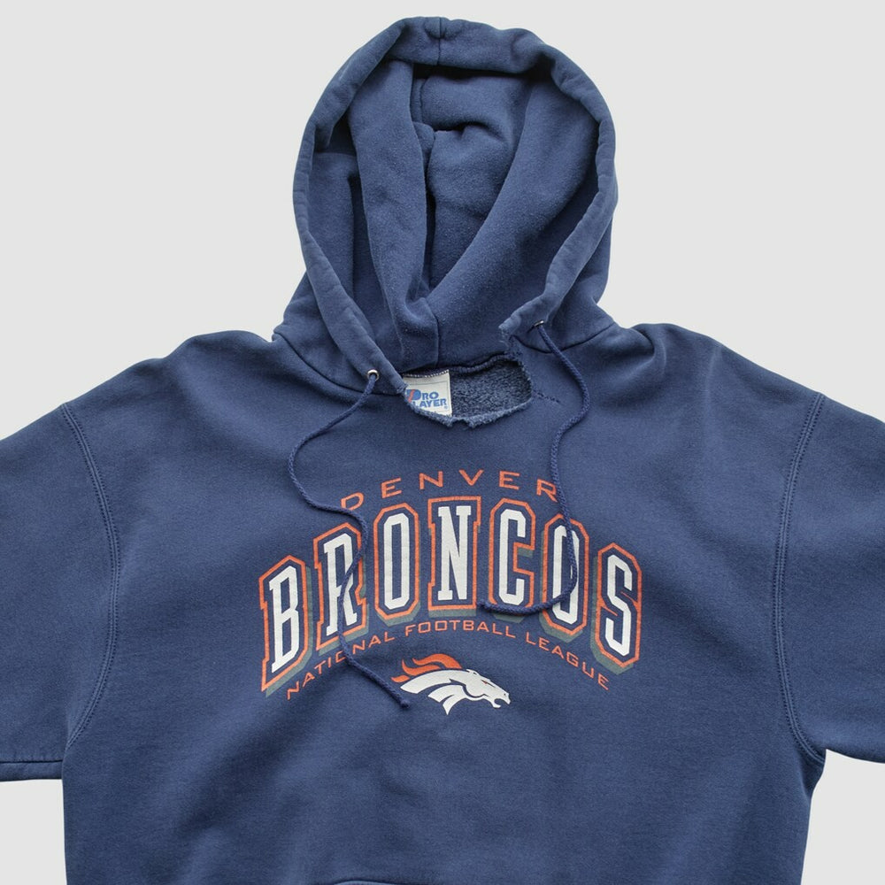 Fanatics Denver Broncos Pro Player 90s Hooded Pullover Sweatshirt Navy Vintage