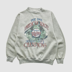 Minnesota Twins Salem Sportswear 1991 Pullover Sweatshirt - Heather Gray - Vintage - Fanatics on Sale