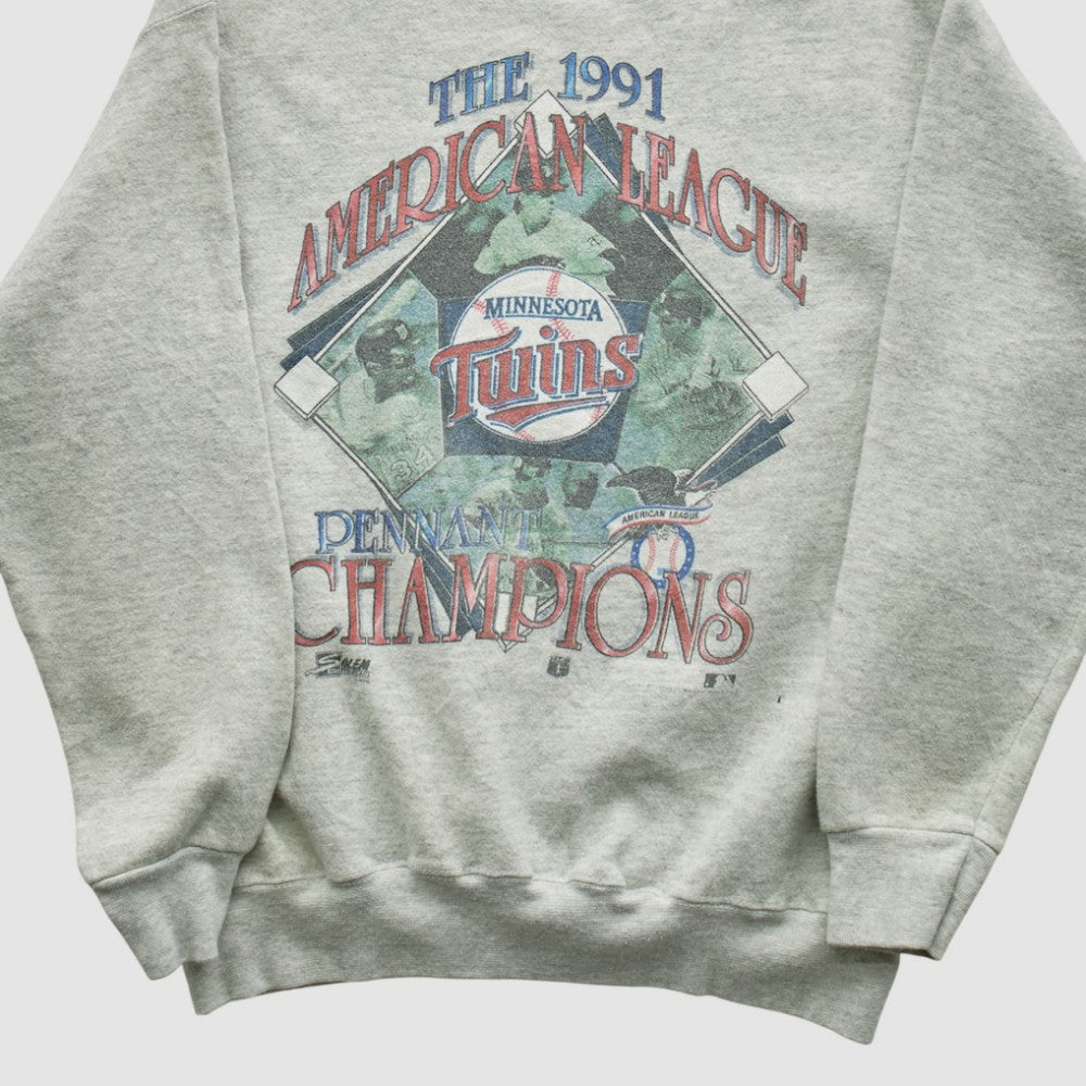 Minnesota Twins Salem Sportswear 1991 Pullover Sweatshirt - Heather Gray - Vintage - Fanatics on Sale