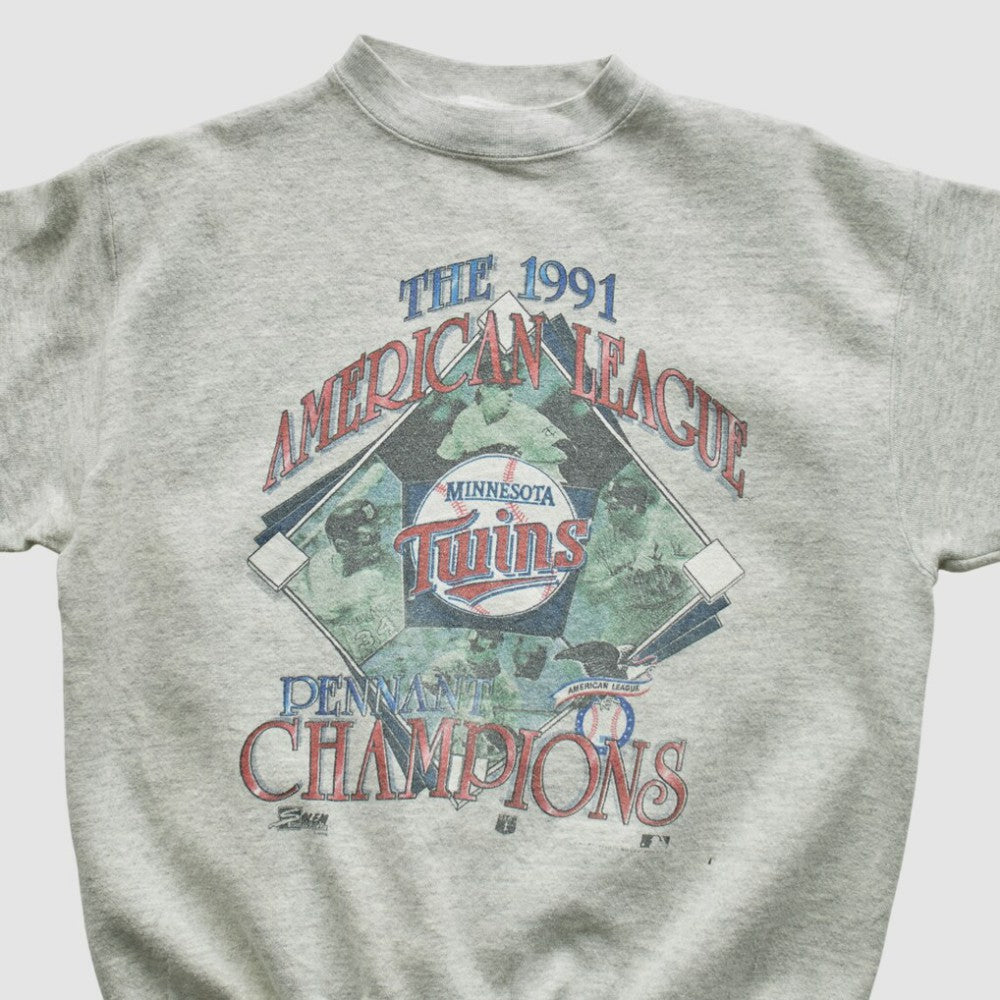 Minnesota Twins Salem Sportswear 1991 Pullover Sweatshirt - Heather Gray - Vintage - Fanatics on Sale