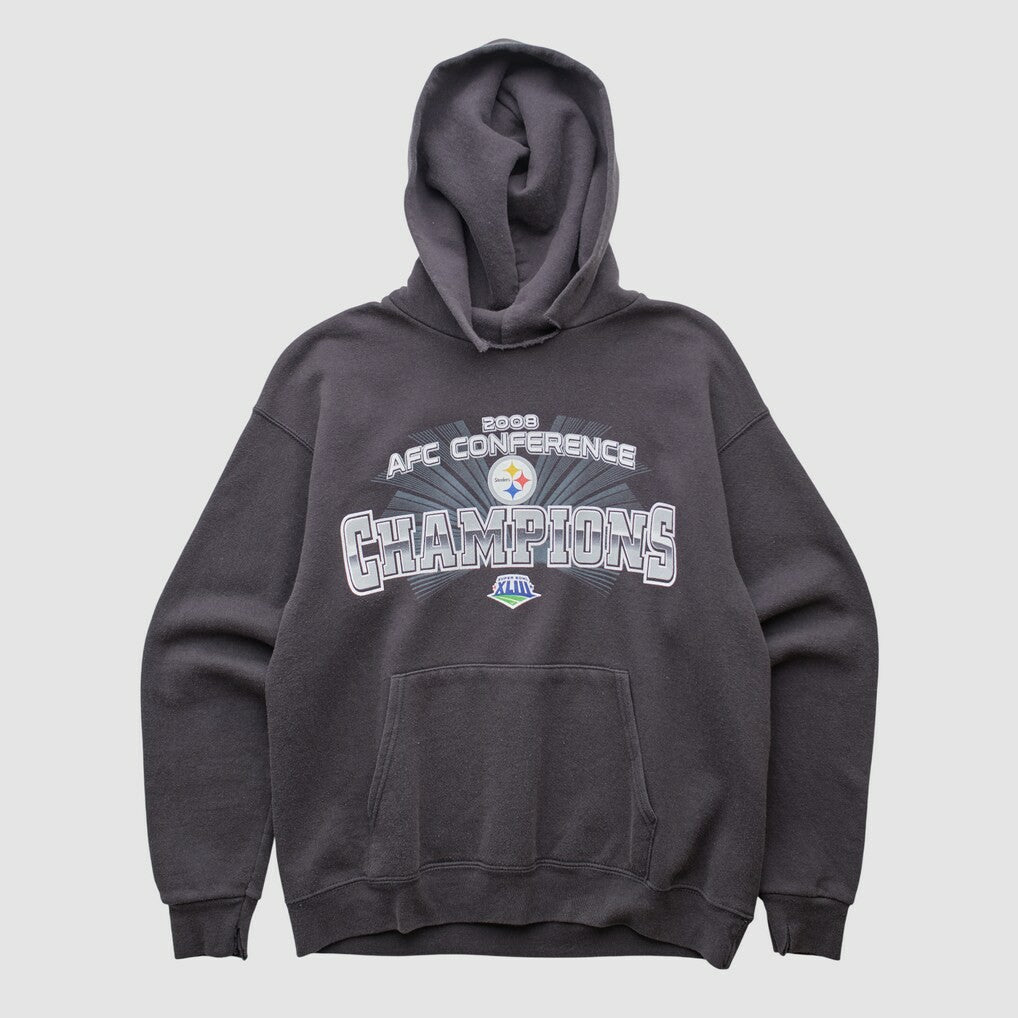 Fanatics Pittsburgh Steelers NFL 2008 Hooded Pullover Sweatshirt Black Vintage