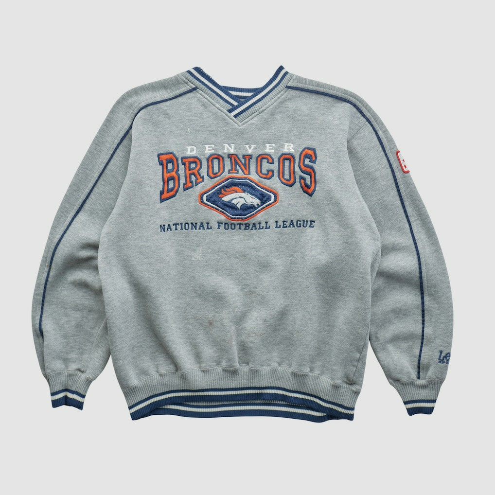 Fanatics Denver Broncos Lee Apparel 90s Pullover Sweatshirt Heather Gray Vintage