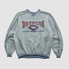 Fanatics Denver Broncos Lee Apparel 90s Pullover Sweatshirt Heather Gray Vintage