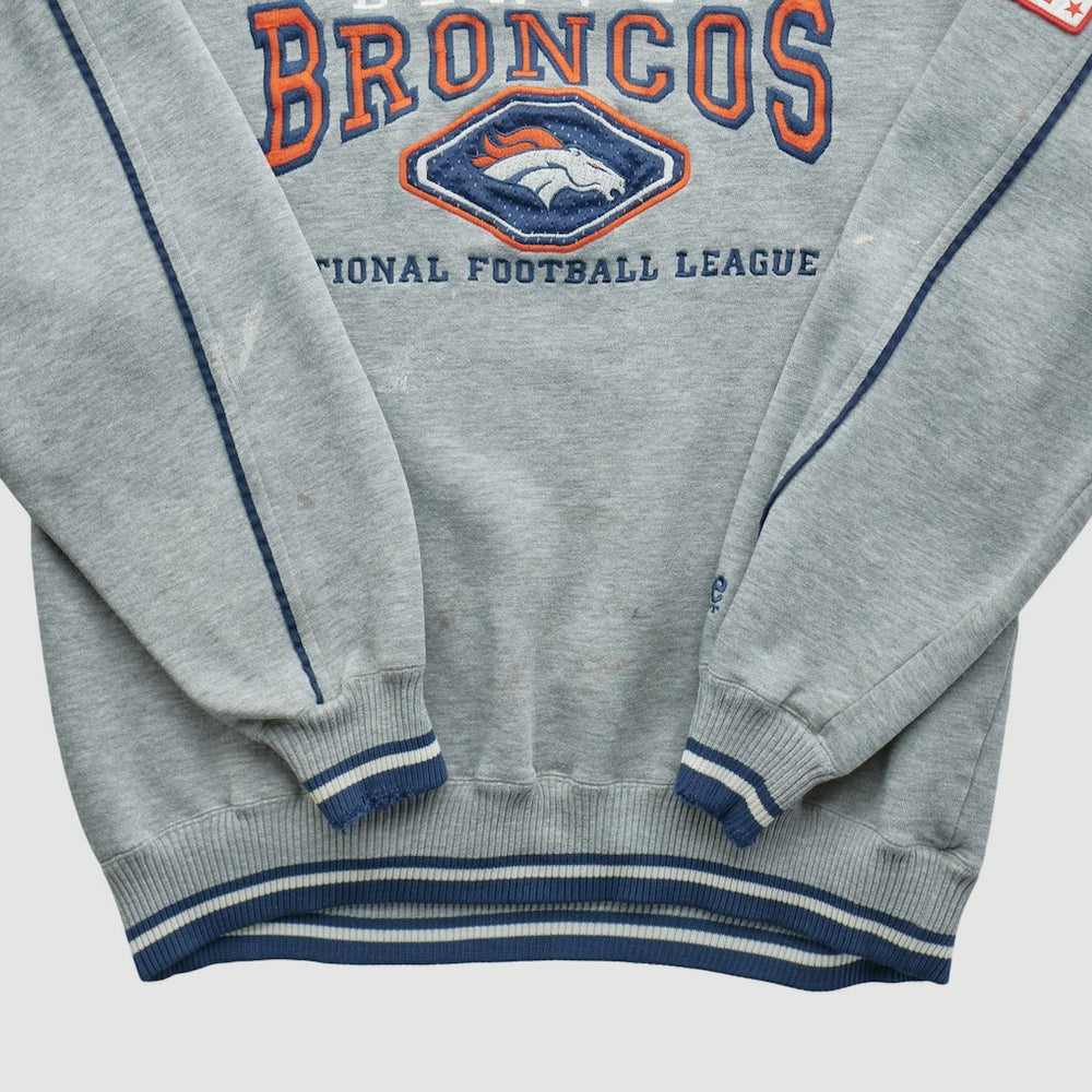 Fanatics Denver Broncos Lee Apparel 90s Pullover Sweatshirt Heather Gray Vintage