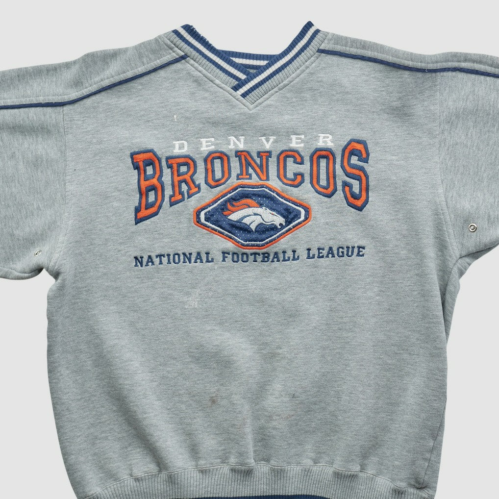 Fanatics Denver Broncos Lee Apparel 90s Pullover Sweatshirt Heather Gray Vintage