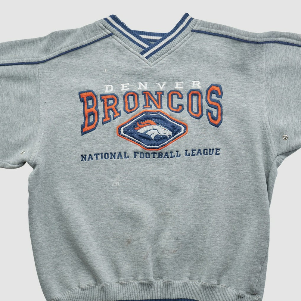 Fanatics Denver Broncos Lee Apparel 90s Pullover Sweatshirt Heather Gray Vintage