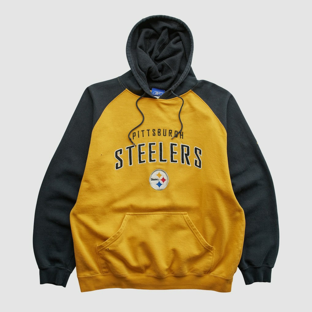 Fanatics Pittsburgh Steelers Reebok 2000s Hooded Pullover Sweatshirt Yellow Vintage