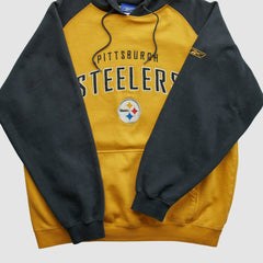 Fanatics Pittsburgh Steelers Reebok 2000s Hooded Pullover Sweatshirt Yellow Vintage