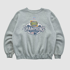 Fanatics Super Bowl XXXVIII Lee Apparel 2004 Pullover Sweatshirt Heather Gray Vintage