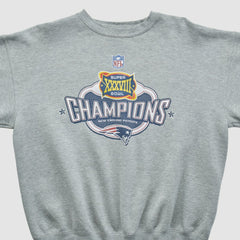 Fanatics Super Bowl XXXVIII Lee Apparel 2004 Pullover Sweatshirt Heather Gray Vintage