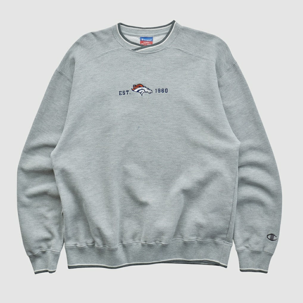 Fanatics Denver Broncos Champion 2000s Pullover Sweatshirt Heather Gray Vintage