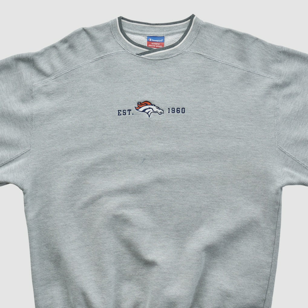 Fanatics Denver Broncos Champion 2000s Pullover Sweatshirt Heather Gray Vintage