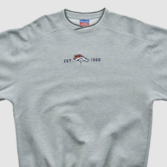 Fanatics Denver Broncos Champion 2000s Pullover Sweatshirt Heather Gray Vintage