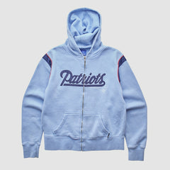 Fanatics New England Patriots Reebok 2000s Hooded Full Zip Sweatshirt Light Blue Vintage