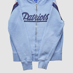 Fanatics New England Patriots Reebok 2000s Hooded Full Zip Sweatshirt Light Blue Vintage