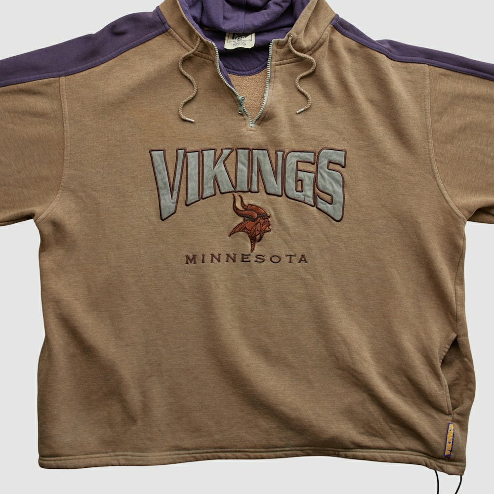 Fanatics Minnesota Vikings Lee Sport 90s Hooded 1/4 Zip Sweatshirt Clay Vintage