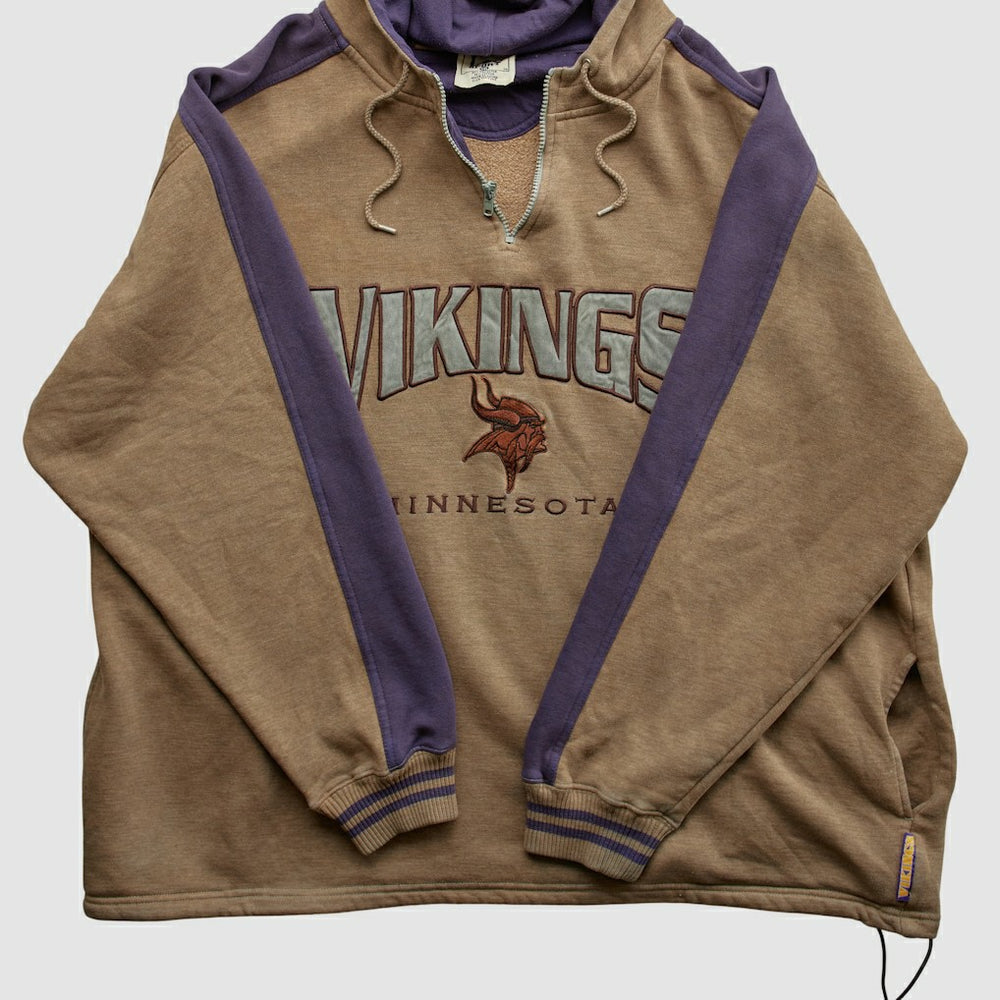 Fanatics Minnesota Vikings Lee Sport 90s Hooded 1/4 Zip Sweatshirt Clay Vintage