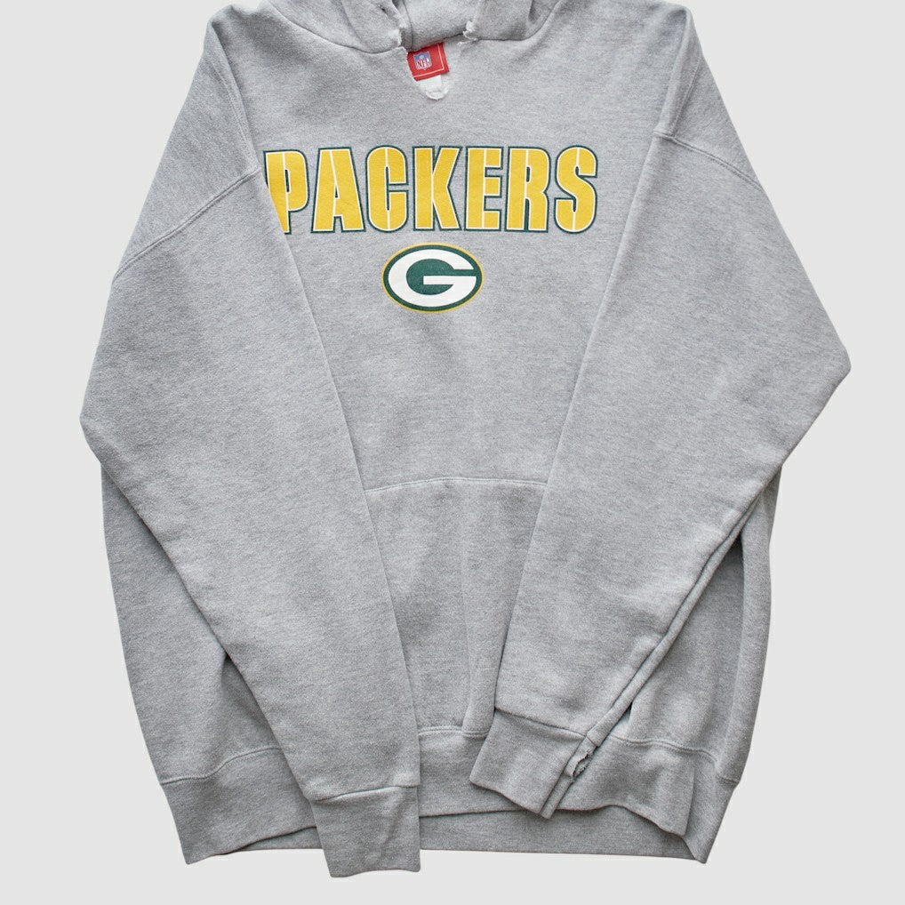 Fanatics Green Bay Packers NFL 2000s Hooded Pullover Sweatshirt Heather Gray Vintage