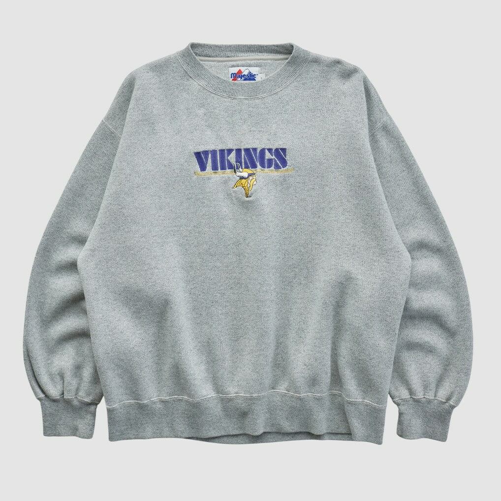 Fanatics Minnesota Vikings Majestic 2000s Pullover Sweatshirt Heather Gray Vintage