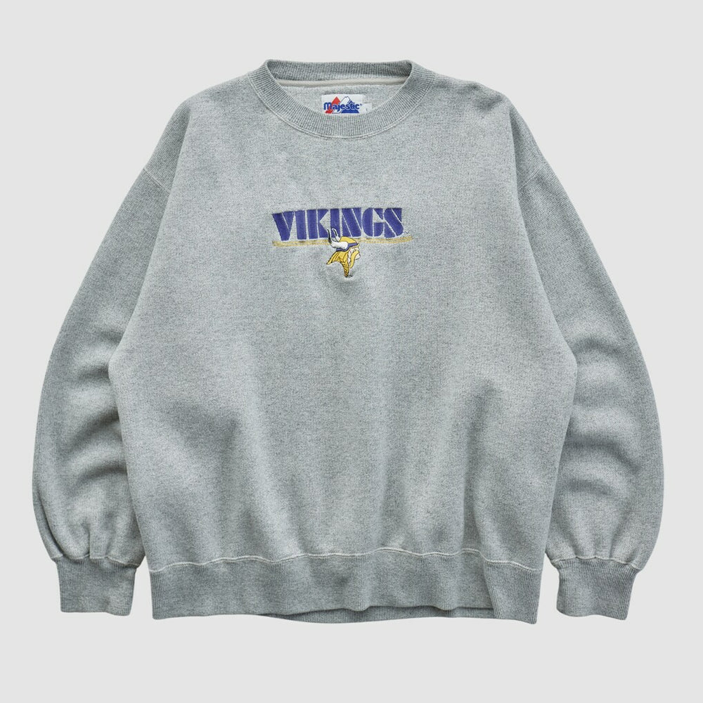 Fanatics Minnesota Vikings Majestic 2000s Pullover Sweatshirt Heather Gray Vintage