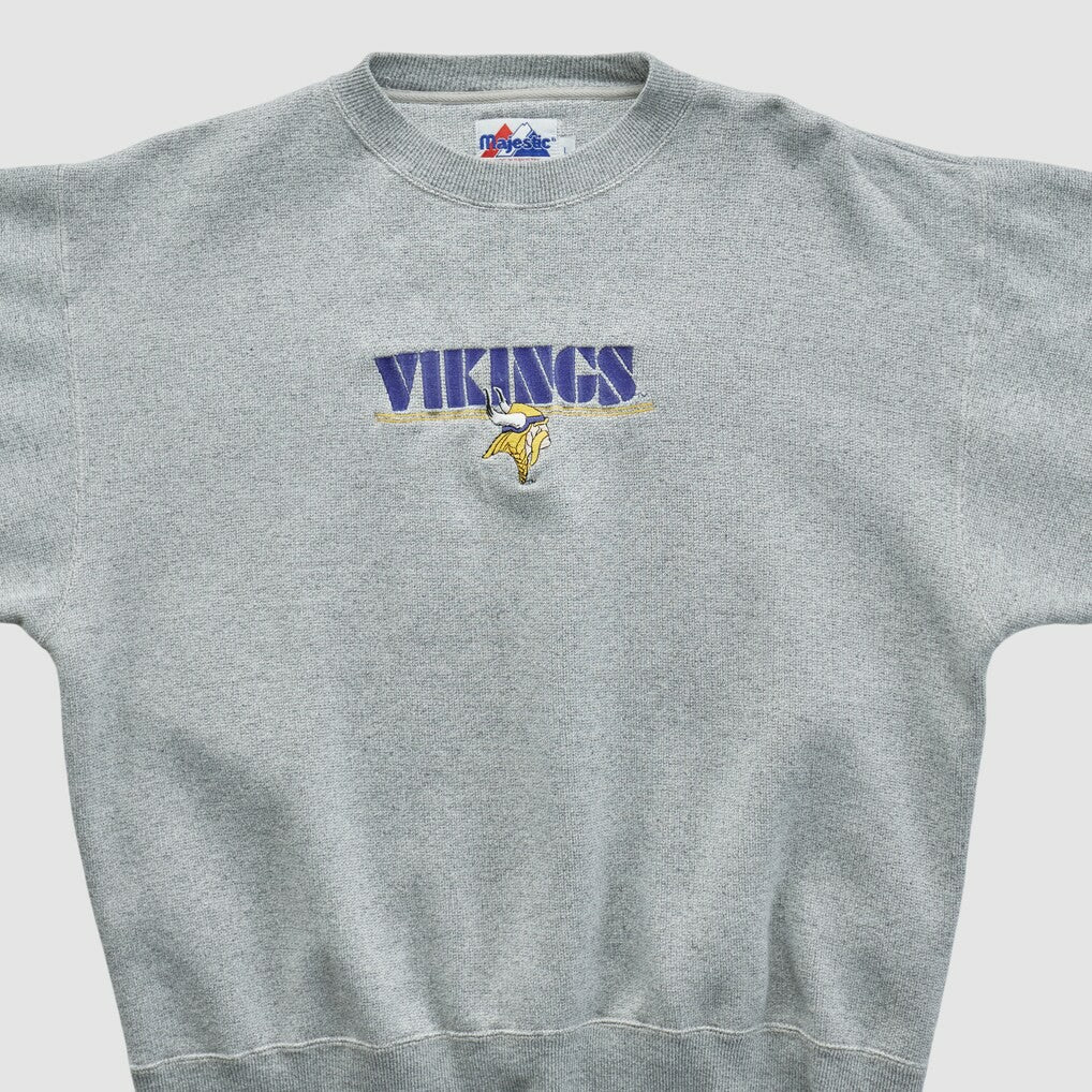 Fanatics Minnesota Vikings Majestic 2000s Pullover Sweatshirt Heather Gray Vintage