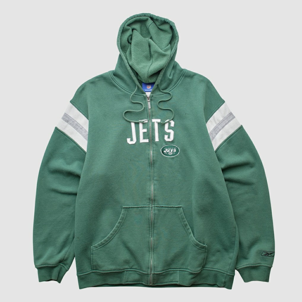 Fanatics New York Jets Reebok 2000s Hooded Full Zip Sweatshirt Green Vintage