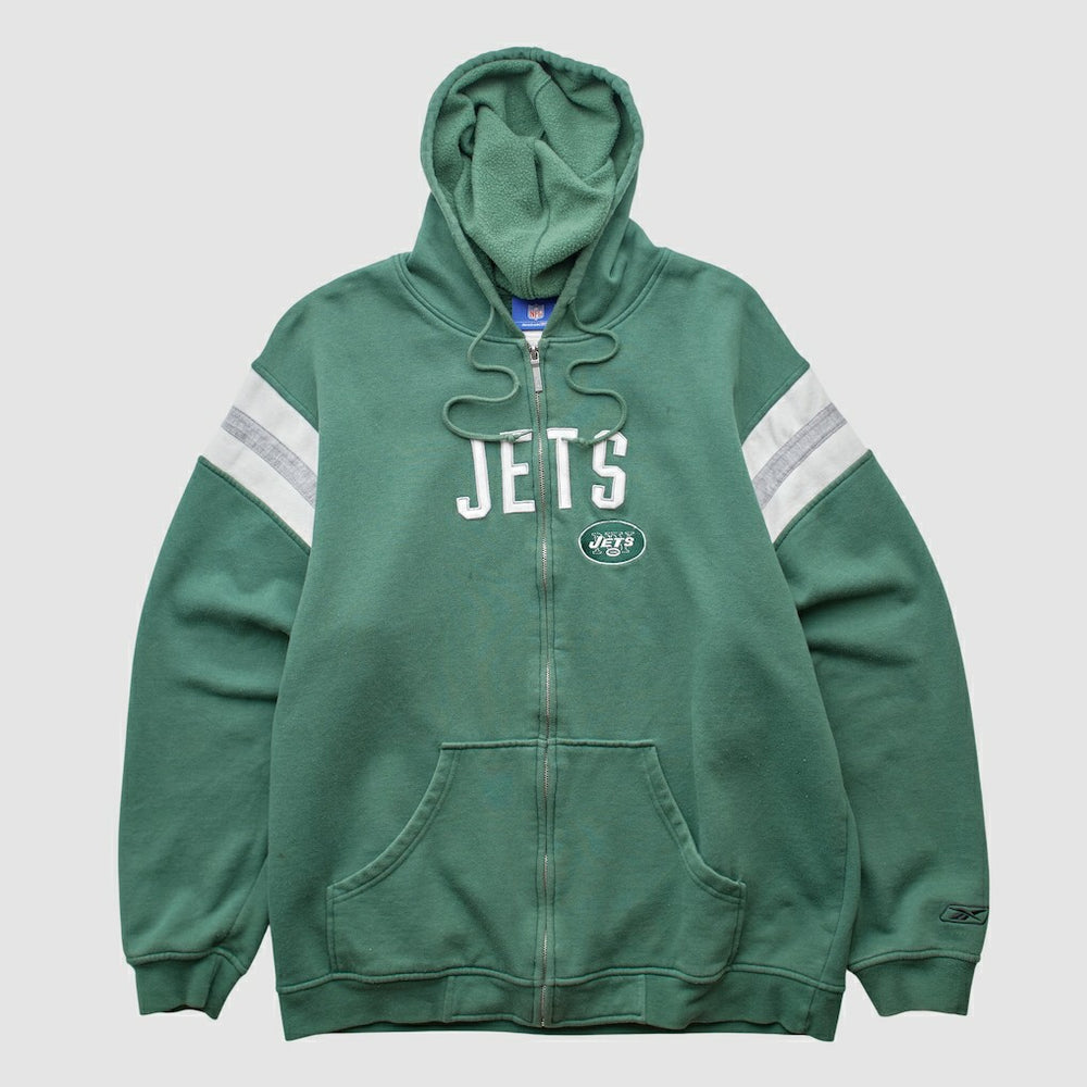 Fanatics New York Jets Reebok 2000s Hooded Full Zip Sweatshirt Green Vintage