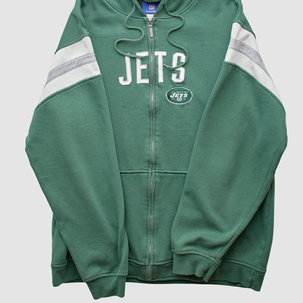 Fanatics New York Jets Reebok 2000s Hooded Full Zip Sweatshirt Green Vintage