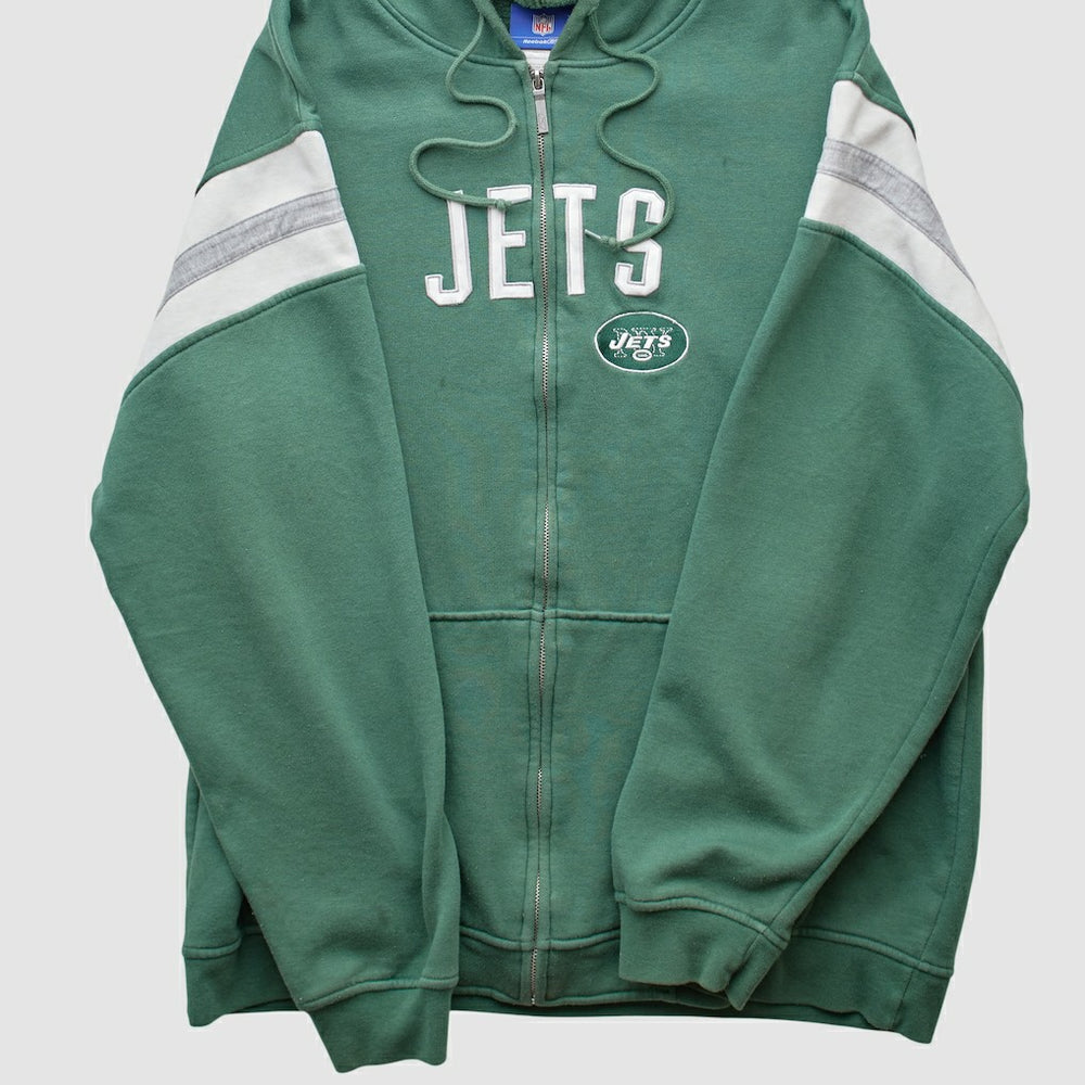 Fanatics New York Jets Reebok 2000s Hooded Full Zip Sweatshirt Green Vintage