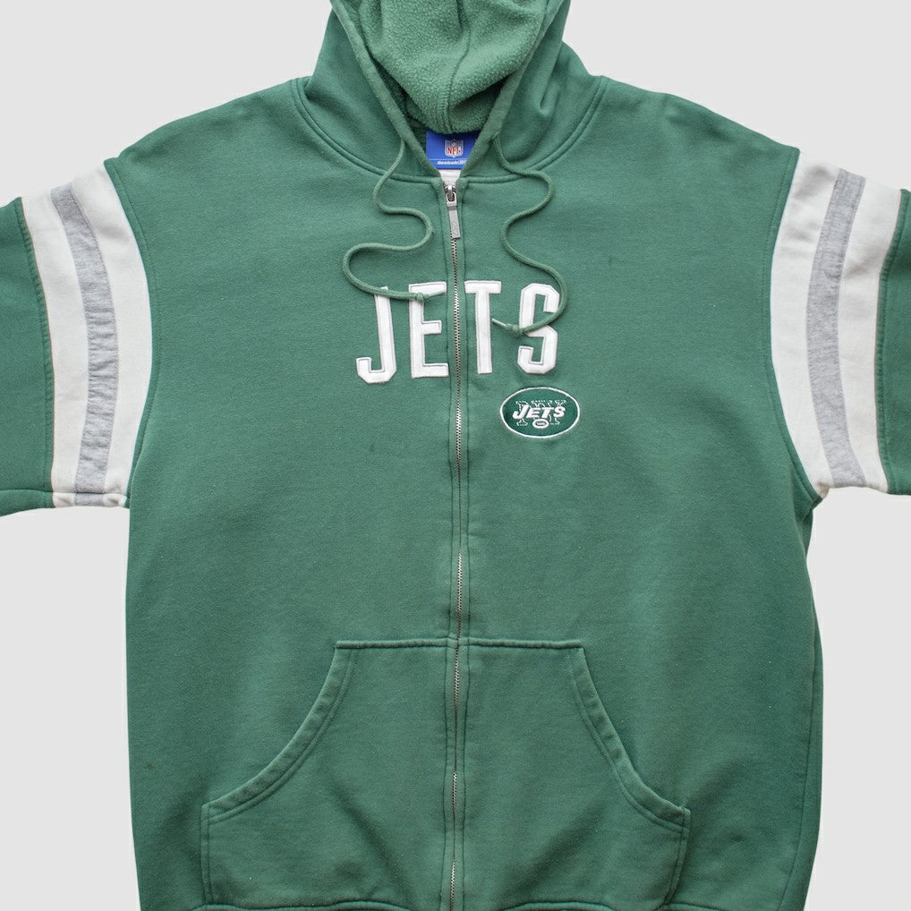 Fanatics New York Jets Reebok 2000s Hooded Full Zip Sweatshirt Green Vintage