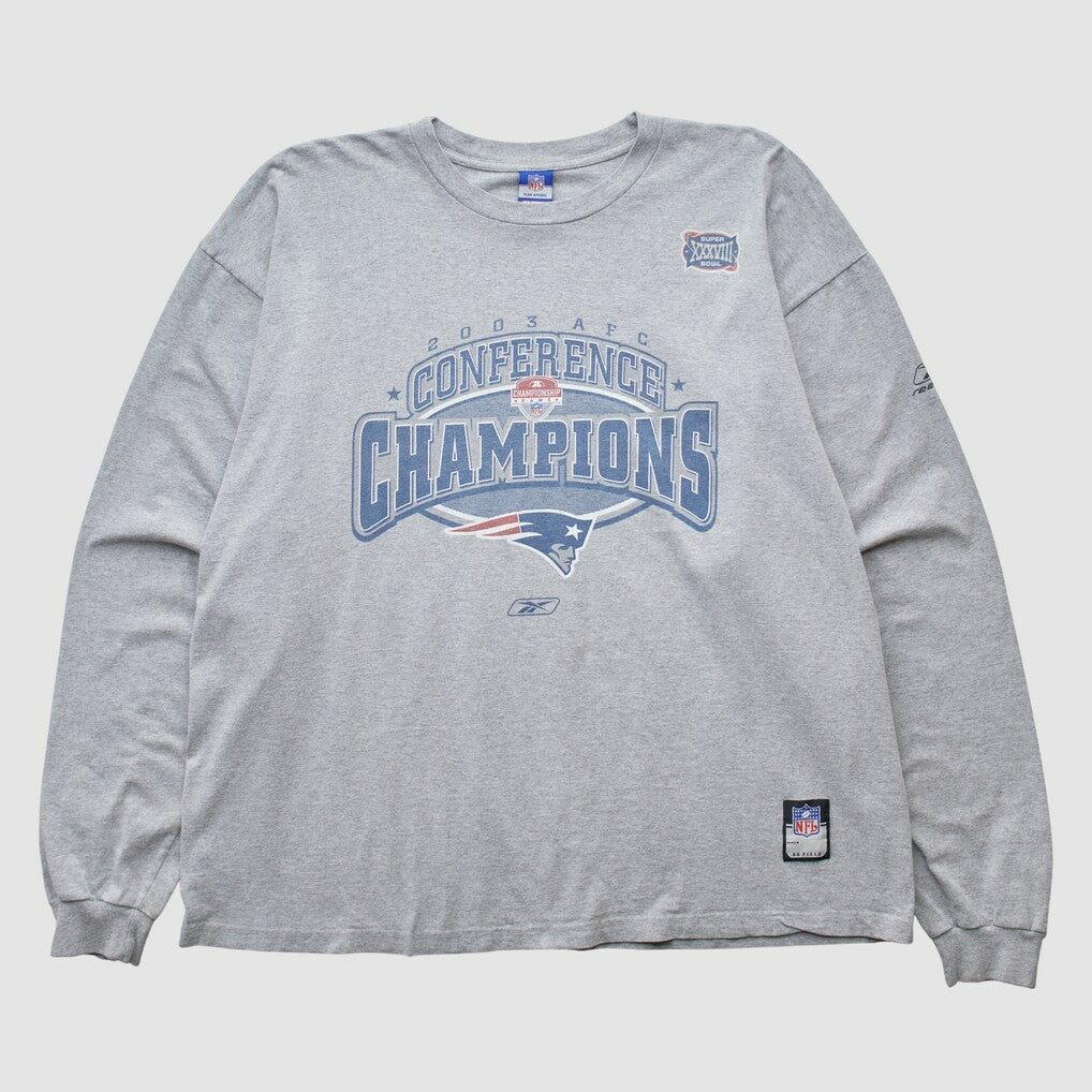 Fanatics New England Patriots Reebok 2003 Long Sleeve T-shirt Heather Gray Vintage